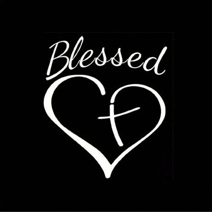 Show Your Faith With This Stylish Heart And Cross Decal Sticker For Cars, Trucks, And Laptops!