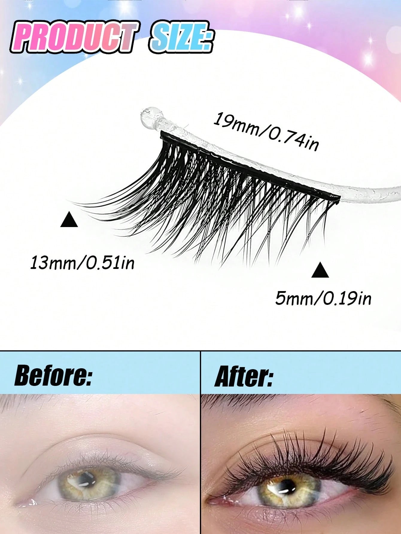 Sibeuna 10 Pairs No Glue And No Remover Needed Half Lashes,Cat-Eye Lashes Natural Self Adhesive Lashes Eye Lashes Pre Glued Eyelashes Reusable Self Adhesive Eyelashes Wispy Lashes Waterproof No Glued