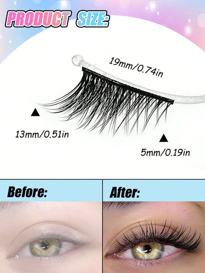 Sibeuna 10 Pairs No Glue And No Remover Needed Half Lashes,Cat-Eye Lashes Natural Self Adhesive Lashes Eye Lashes Pre Glued Eyelashes Reusable Self Adhesive Eyelashes Wispy Lashes Waterproof No Glued