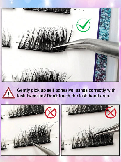 Sibeuna 10 Pairs No Glue And No Remover Needed Half Lashes,Cat-Eye Lashes Natural Self Adhesive Lashes Eye Lashes Pre Glued Eyelashes Reusable Self Adhesive Eyelashes Wispy Lashes Waterproof No Glued