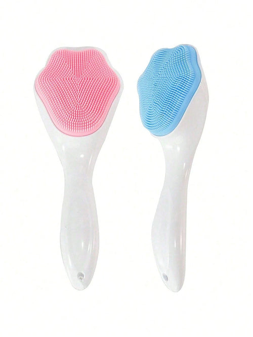 Silicone Facial Cleansing Brush, Manual Handheld Face Scrubber And Blackhead Remover, Soft Bristles Waterproof, For Skincare, Cute Cat Paw Long Handle Wash Face Brush, Face Massage Manual Makeup Remov
