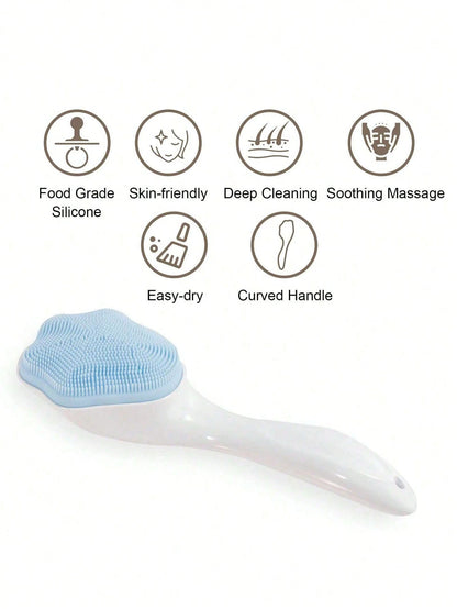 Silicone Facial Cleansing Brush, Manual Handheld Face Scrubber And Blackhead Remover, Soft Bristles Waterproof, For Skincare, Cute Cat Paw Long Handle Wash Face Brush, Face Massage Manual Makeup Remov