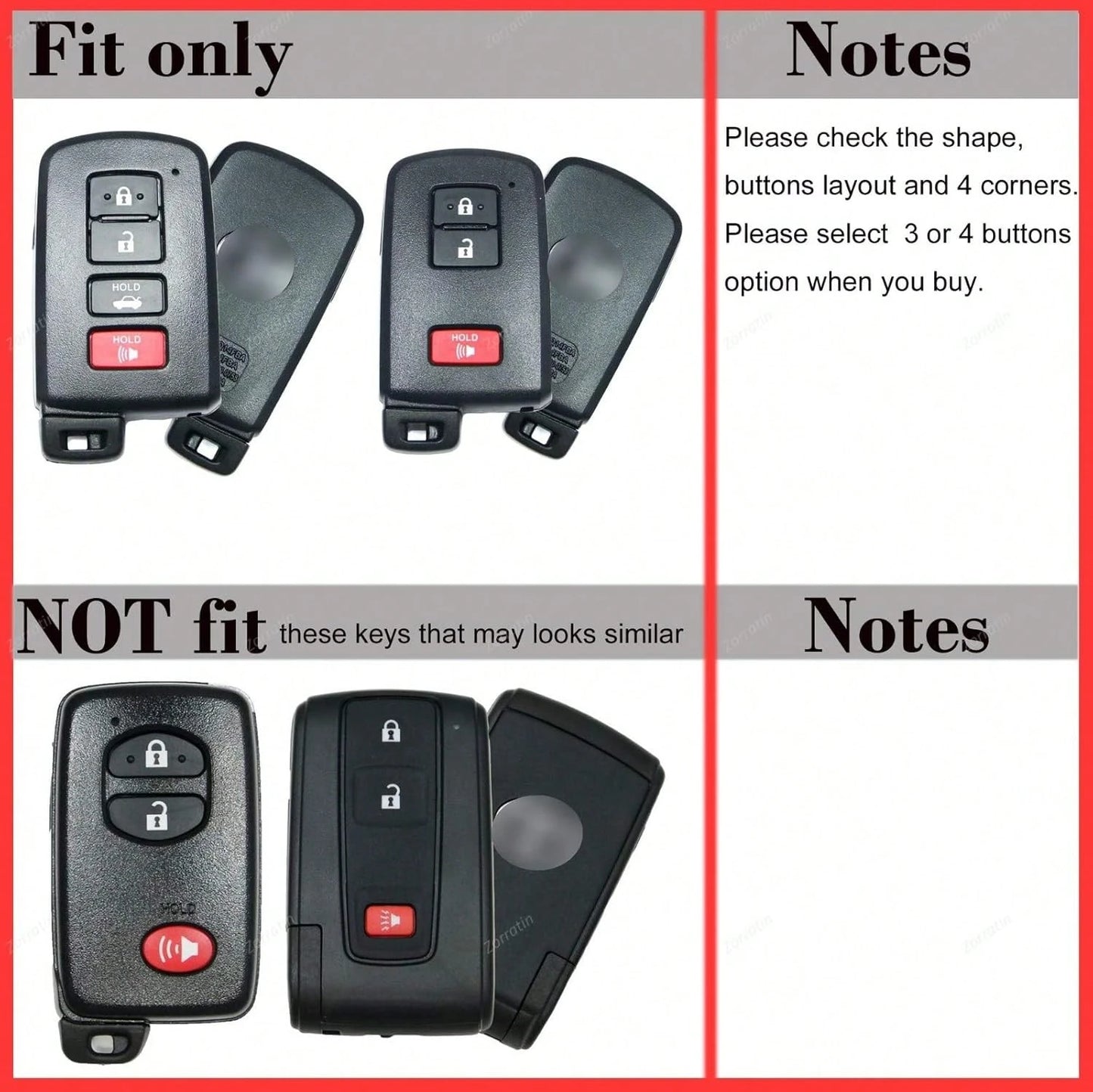 Silicone Remote Key Fob Cover Protector Compatible With 2018 2017 2016 Tacoma Land Cruise Prius V RAV4 HYQ14FBA