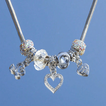Silver Swan & Heart Charm Necklace And Bracelet For Women- Cute Y2K Silver Bracelet, Womens Necklaces For Girlfriend, Party & Daily Commute