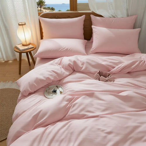 Simple Solid Color Quilt Cover Three-Piece Four Seasons Universal Household Kit, (One Quilt Cover+Two Pillowcases), Versatile Rental Homestay, Essential Bedding For Daily Household (T Size Only Includ