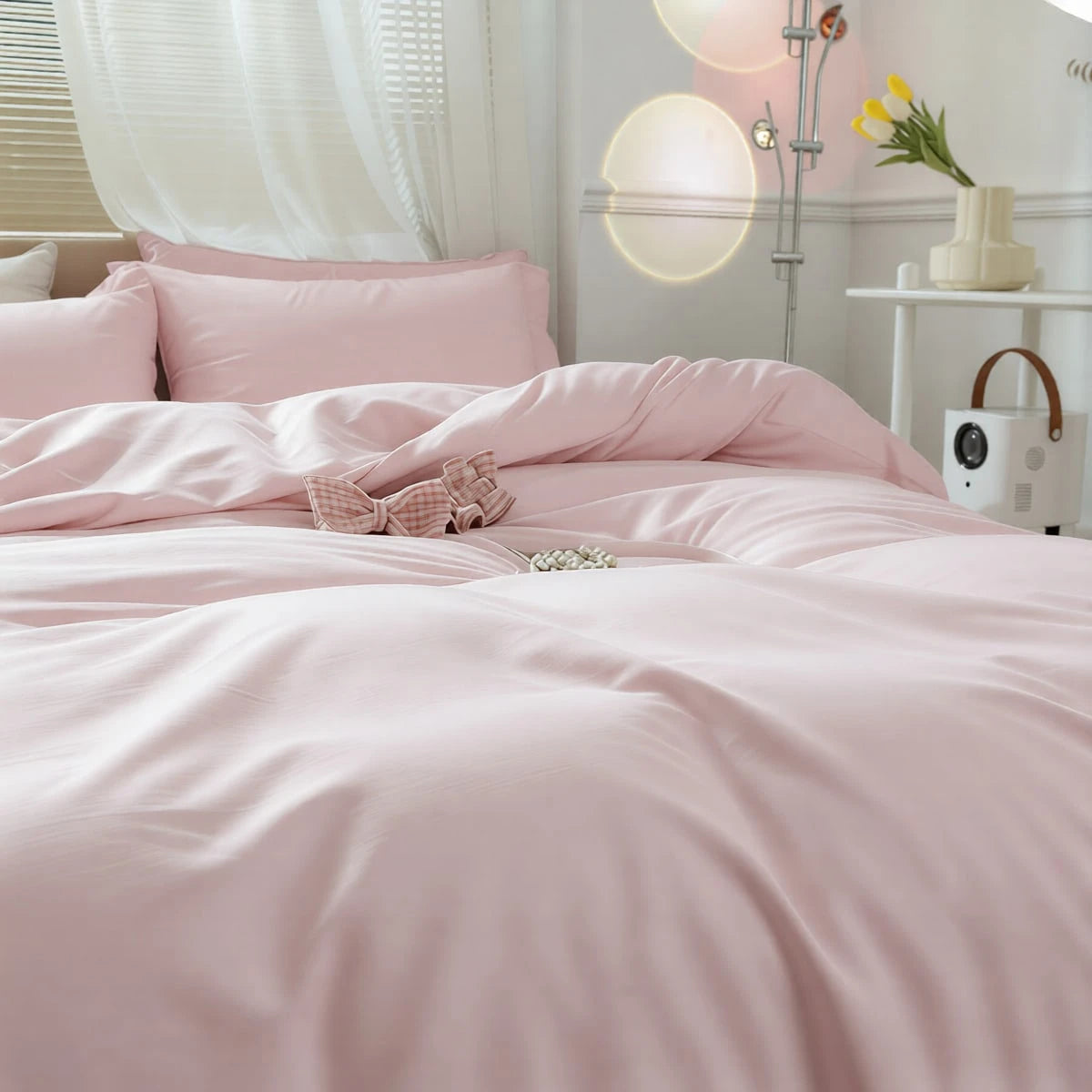 Simple Solid Color Quilt Cover Three-Piece Four Seasons Universal Household Kit, (One Quilt Cover+Two Pillowcases), Versatile Rental Homestay, Essential Bedding For Daily Household (T Size Only Includ