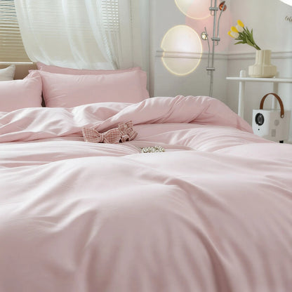 Simple Solid Color Quilt Cover Three-Piece Four Seasons Universal Household Kit, (One Quilt Cover+Two Pillowcases), Versatile Rental Homestay, Essential Bedding For Daily Household (T Size Only Includ