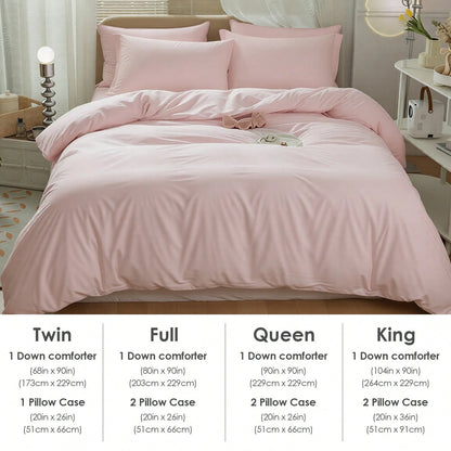 Simple Solid Color Quilt Cover Three-Piece Four Seasons Universal Household Kit, (One Quilt Cover+Two Pillowcases), Versatile Rental Homestay, Essential Bedding For Daily Household (T Size Only Includ