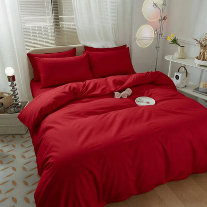 Simple Solid Color Quilt Cover Three-Piece Four Seasons Universal Household Kit, (One Quilt Cover+Two Pillowcases), Versatile Rental Homestay, Essential Bedding For Daily Household (T Size Only Includ
