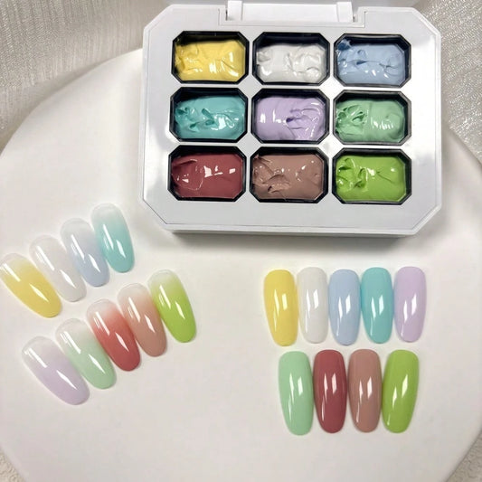 Simwey 9 Kinds Of Colorful Gradient Solid Nail Polishes, No Need To Wipe, Gentle On The Edges Of The Nails, High-Saturation Semi-Flowing Soft Nail Polish, Suitable For DIY Manicures And Nail Salon Des