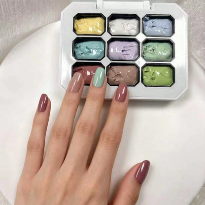 Simwey 9 Kinds Of Colorful Gradient Solid Nail Polishes, No Need To Wipe, Gentle On The Edges Of The Nails, High-Saturation Semi-Flowing Soft Nail Polish, Suitable For DIY Manicures And Nail Salon Des