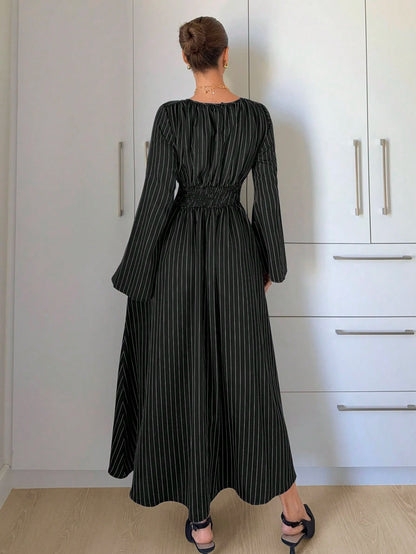 Siren Gaze Women's Navy Blue Minimalist Long Sleeve Dress, Casual Everyday Wear Autumn,Dresses For Women Elegant Teachers' Day Office