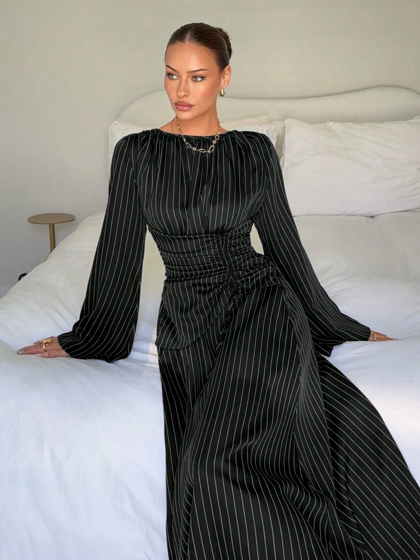 Siren Gaze Women's Navy Blue Minimalist Long Sleeve Dress, Casual Everyday Wear Autumn,Dresses For Women Elegant Teachers' Day Office