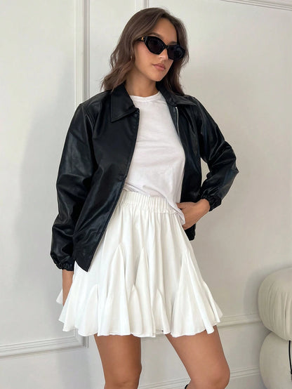 Siren Gaze Women White Ruffled Hem Mini Skirt,High Waisted Pleated Ballet Tutu Skirt For Party School Work,Streetwear Preppy Cute,Autumn,Casual,Date,Homecoming