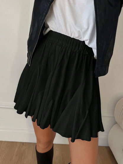 Siren Gaze Women White Ruffled Hem Mini Skirt,High Waisted Pleated Ballet Tutu Skirt For Party School Work,Streetwear Preppy Cute,Autumn,Casual,Date,Homecoming