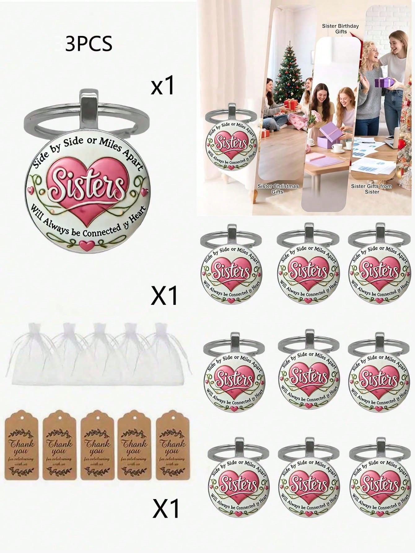 Sister Keychain- A Is God's Way Of Ensuring We Are Never Alone. Keychain Accessory, Christmas Birthday Gift For Sisters