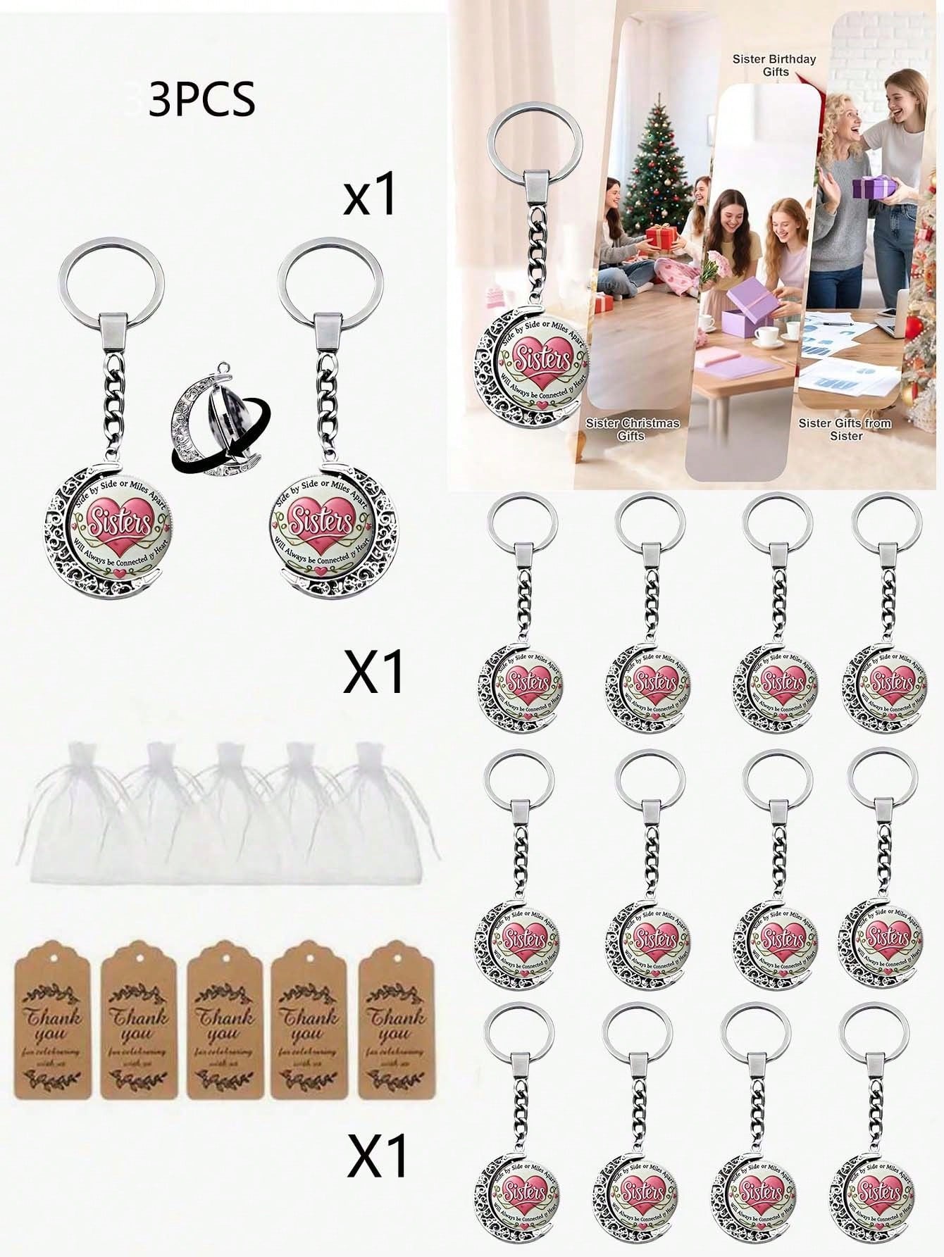 Sister Keychain- A Is God's Way Of Ensuring We Are Never Alone. Keychain Accessory, Christmas Birthday Gift For Sisters