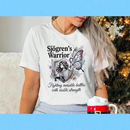 Sjogren's Warrior T-Shirt, Watercolor Butterfly Awareness Tee, Purple Ribbon Support Shirt