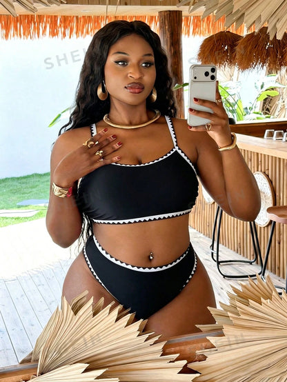 Slaydiva 2026 New Plus Size 2 Pieces Swimwear Set, Women Summer Beach Vacation Outfit