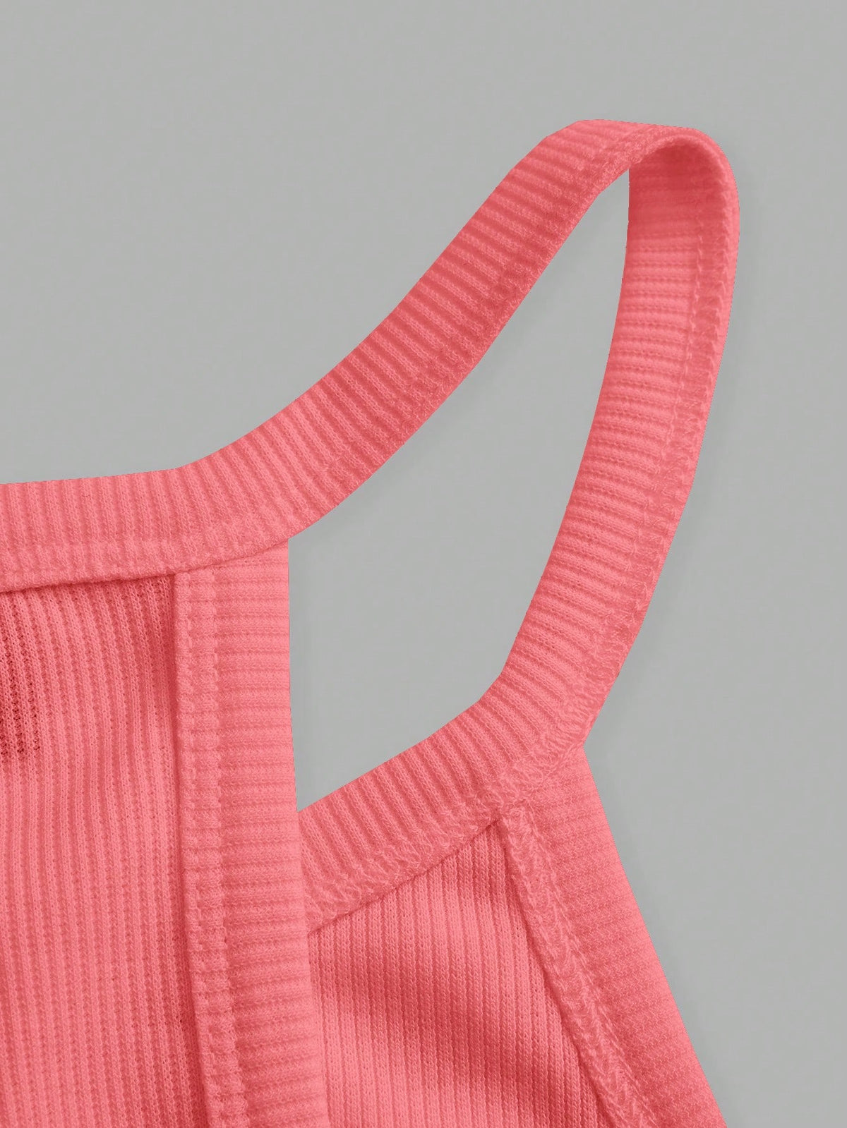 Slaydiva Coral Pink,Summer,Casual,City Break Women Ribbed Tank Top,Basic Versatile Crew Neck Racer Back Off-Shoulder Sleeveless Shirt For Yoga&Vacation
