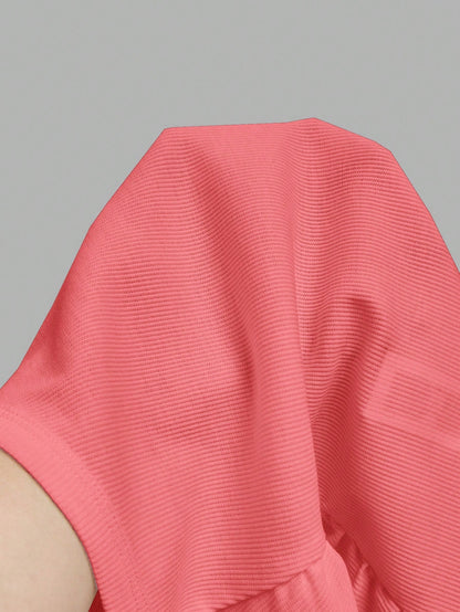 Slaydiva Coral Pink,Summer,Casual,City Break Women Ribbed Tank Top,Basic Versatile Crew Neck Racer Back Off-Shoulder Sleeveless Shirt For Yoga&Vacation