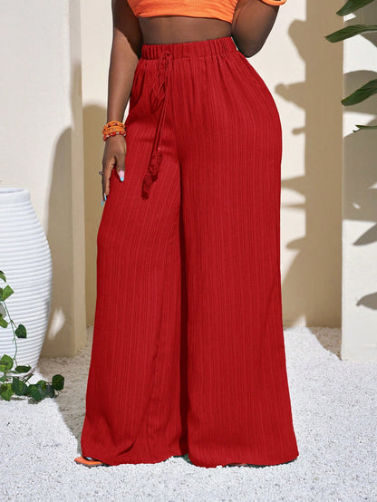 Slaydiva Women's Full Length Geometric Green Casual Vacation Wide Leg Pants
