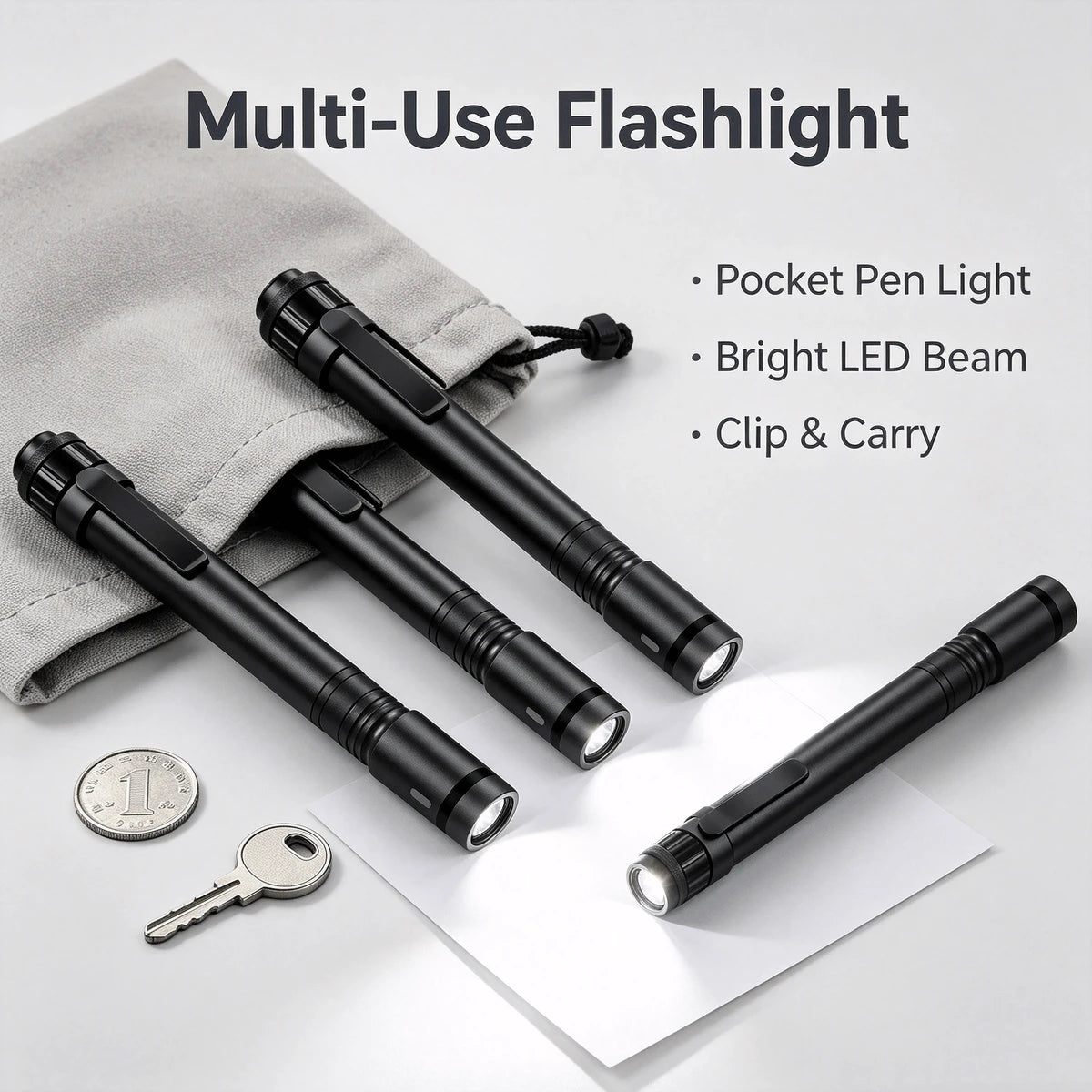 Slim LED Pen Flashlight, Rechargeable Pocket Pen Light With Clip, Small Handheld Pen Torch, Portable Working Light For Mechanic Inspection, Equipment Maintenance, Night Walking & Emergency
