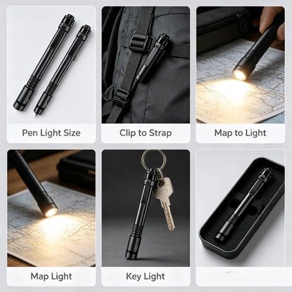 Slim LED Pen Flashlight, Rechargeable Pocket Pen Light With Clip, Small Handheld Pen Torch, Portable Working Light For Mechanic Inspection, Equipment Maintenance, Night Walking & Emergency
