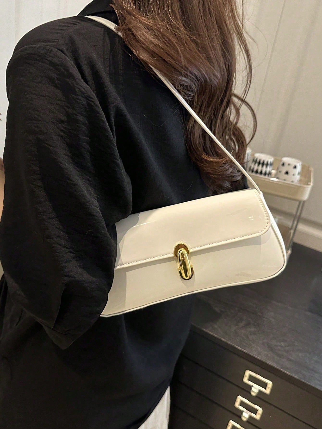 Small Women PVC Underarm Shoulder Handbag, Fashion Accessory For Dates, Outings And Parties