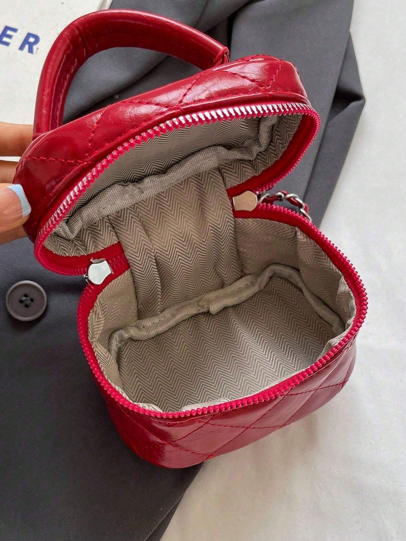 Small Wynndora Classic Diamond Quilted Handbag, Multifunctional Waterproof Zipper Closure Shoulder Bag For Daily Shopping