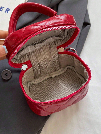 Small Wynndora Classic Diamond Quilted Handbag, Multifunctional Waterproof Zipper Closure Shoulder Bag For Daily Shopping