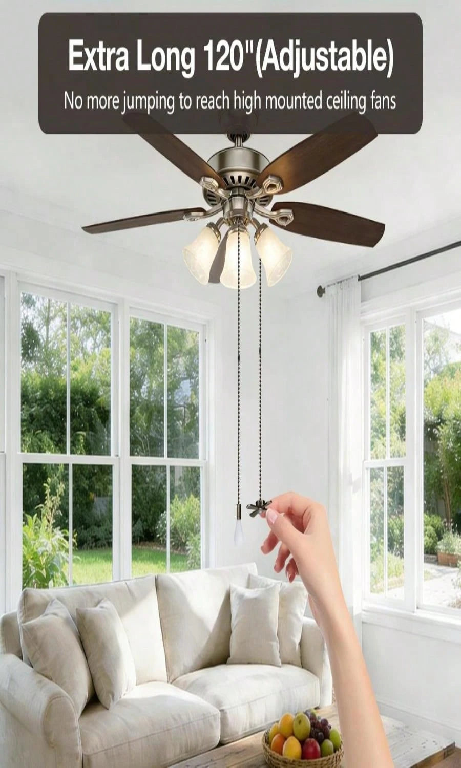 SmoTecQ 10ft Ceiling Fan Pull Chain Extension- Retro Antique Bronze Finish- 3mm Hollow Ball Chain (Rustproof Brass) With 12 Connectors- Vintage Beaded String For Light Fixtures &Amp; DIY Crafts