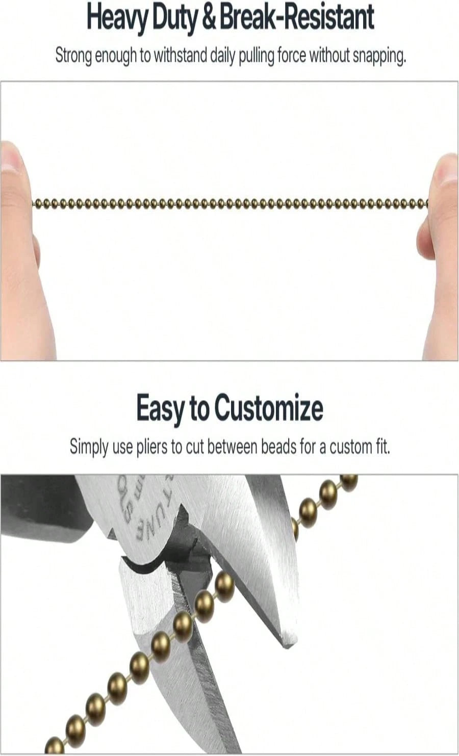 SmoTecQ 10ft Ceiling Fan Pull Chain Extension- Retro Antique Bronze Finish- 3mm Hollow Ball Chain (Rustproof Brass) With 12 Connectors- Vintage Beaded String For Light Fixtures &Amp; DIY Crafts