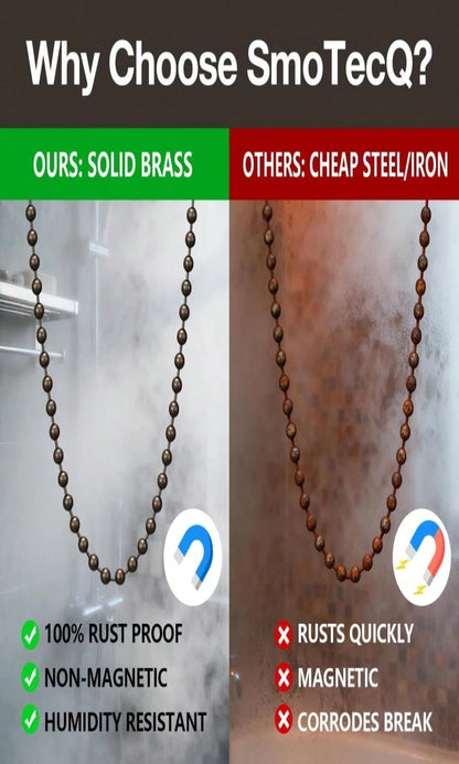 SmoTecQ 10ft Ceiling Fan Pull Chain Extension- Retro Antique Bronze Finish- 3mm Hollow Ball Chain (Rustproof Brass) With 12 Connectors- Vintage Beaded String For Light Fixtures &Amp; DIY Crafts