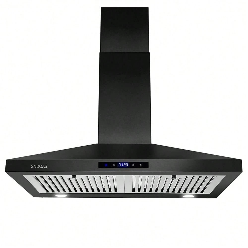 SNDOAS 30 Inches Stainless Steel Wall Mount Range Hood,W/Touch Control,Ducted/Ductless Convertible,Baffle Filters,3 Speeds,Cyber Monday,Gift