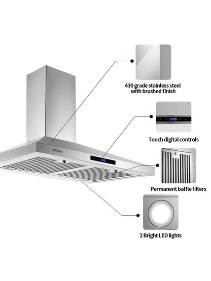 SNDOAS 30 Inches Stainless Steel Wall Mount Range Hood,W/Touch Control,Ducted/Ductless Convertible,Baffle Filters,3 Speeds,Cyber Monday,Gift