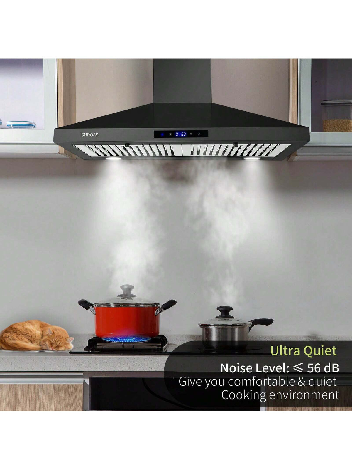 SNDOAS 30 Inches Stainless Steel Wall Mount Range Hood,W/Touch Control,Ducted/Ductless Convertible,Baffle Filters,3 Speeds,Cyber Monday,Gift
