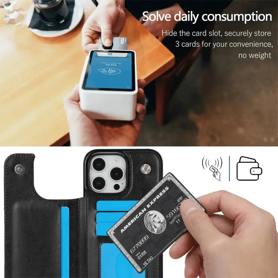 Snow Leopard Print Textured Leather Card Holder Phone Case- Compatible With The 17 Pro Max/Air/16/15/14/13/12/11 Series, As Well As The S22/S23/S24/25 Series. It Makes An Ideal Gift For Christmas