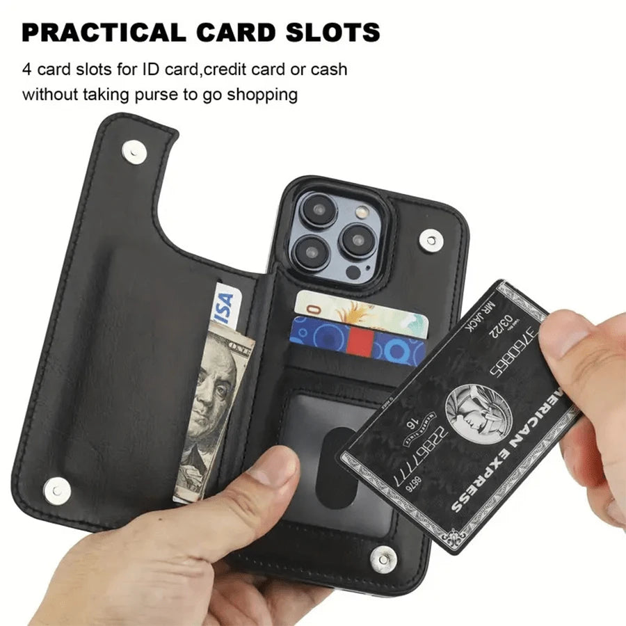 Snow Leopard Print Textured Leather Card Holder Phone Case- Compatible With The 17 Pro Max/Air/16/15/14/13/12/11 Series, As Well As The S22/S23/S24/25 Series. It Makes An Ideal Gift For Christmas