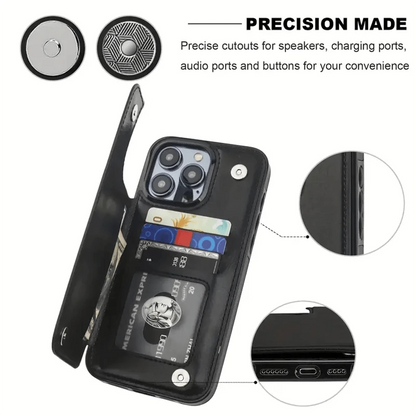 Snow Leopard Print Textured Leather Card Holder Phone Case- Compatible With The 17 Pro Max/Air/16/15/14/13/12/11 Series, As Well As The S22/S23/S24/25 Series. It Makes An Ideal Gift For Christmas