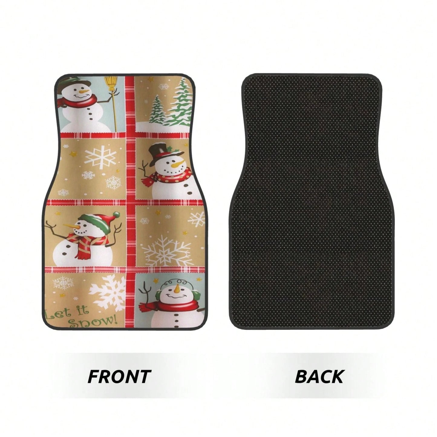 Snow Time Country Snowman Car Floor Carpet Set Of 4, Auto Interior Floor Mats Durable Front & Rear Carpets For Car Accessories Decoration