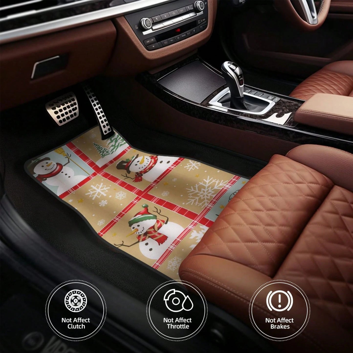Snow Time Country Snowman Car Floor Carpet Set Of 4, Auto Interior Floor Mats Durable Front & Rear Carpets For Car Accessories Decoration