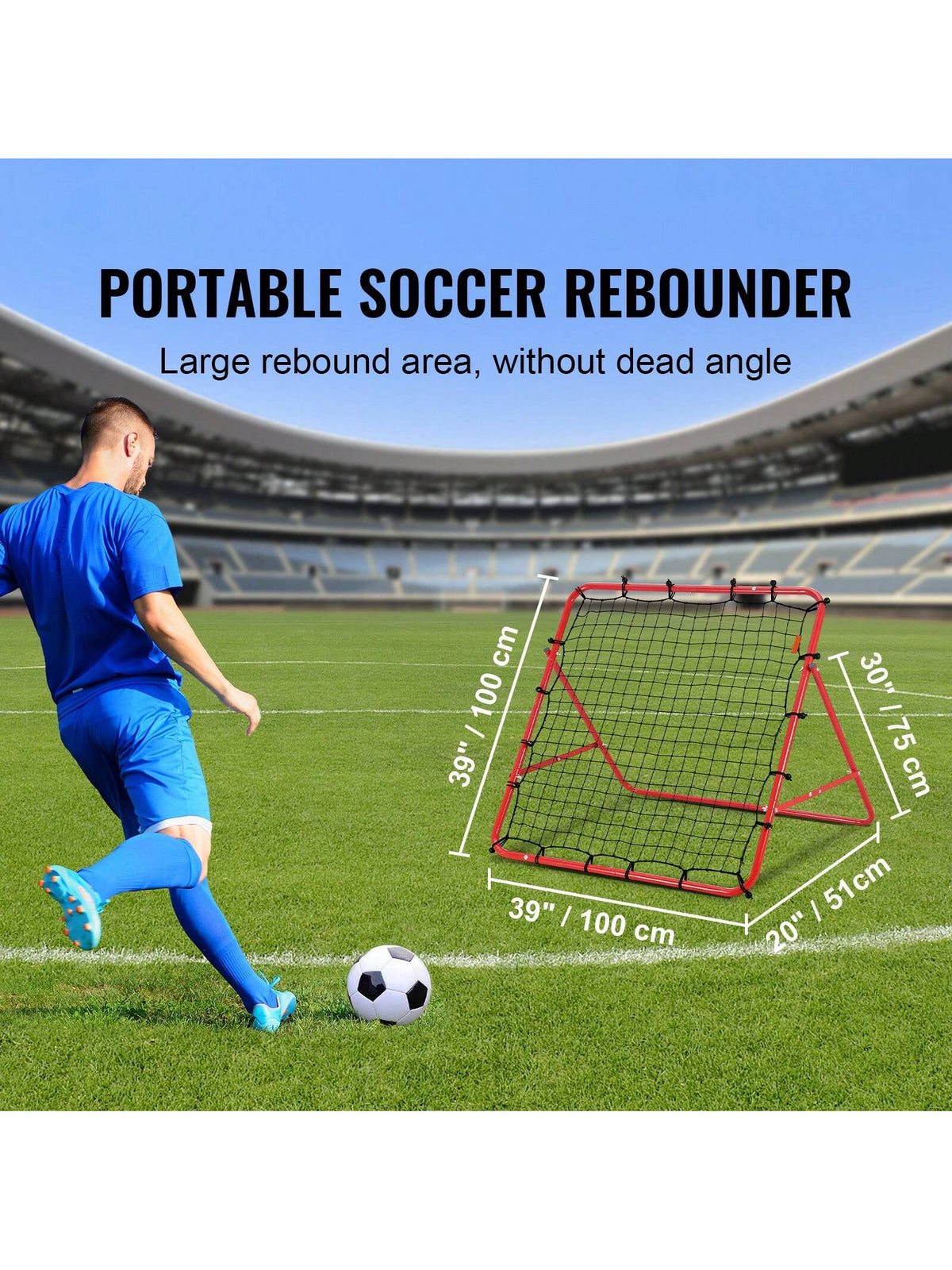 Soccer Rebounder Rebound Net Rebound Board, Portable Soccer Training Gift Football Wall, Angle Goal Net, Auxiliary Tools And Equipment For All Ages, Easy To Install And Perfect Storage, Passing And S