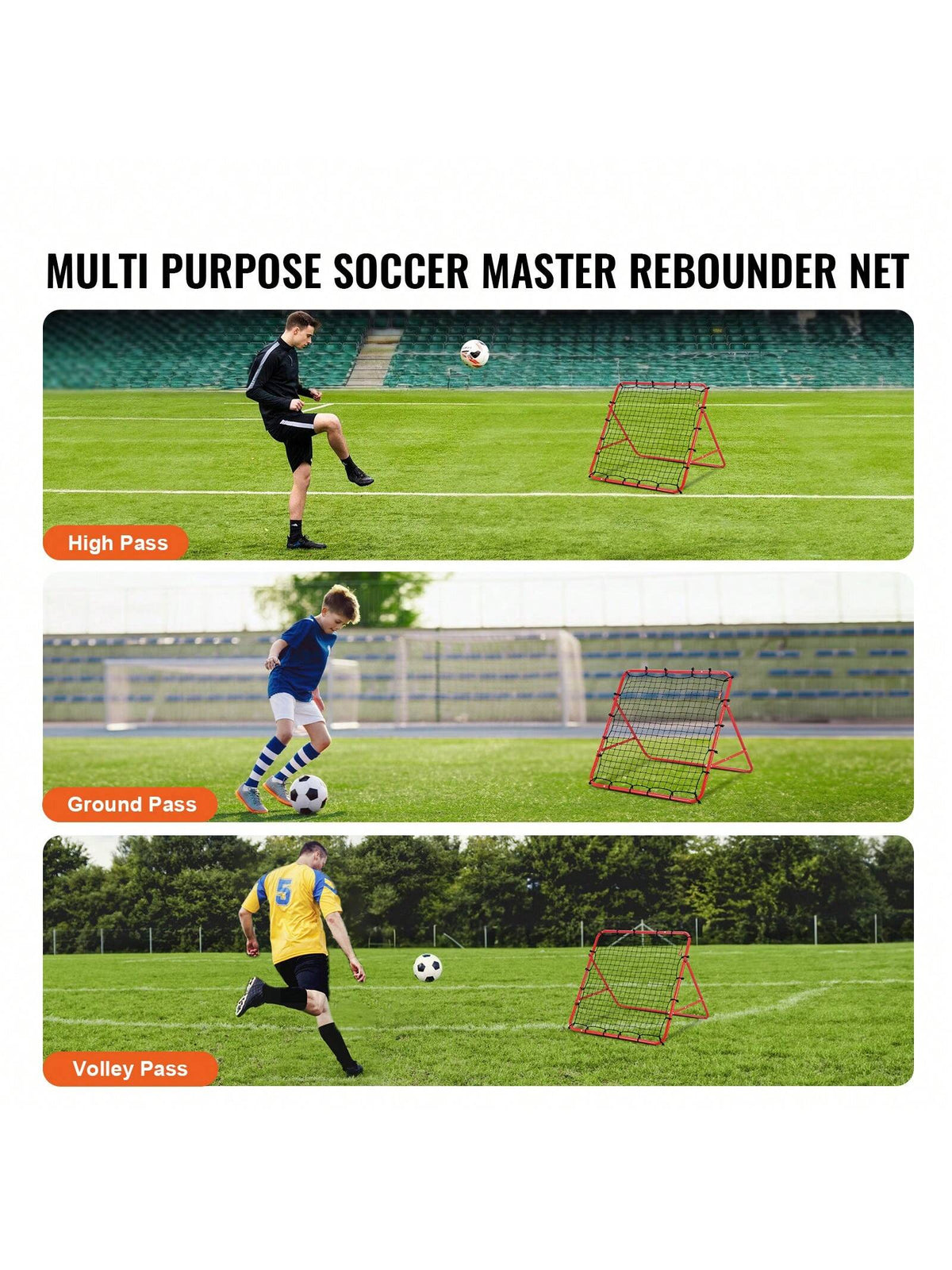 Soccer Rebounder Rebound Net Rebound Board, Portable Soccer Training Gift Football Wall, Angle Goal Net, Auxiliary Tools And Equipment For All Ages, Easy To Install And Perfect Storage, Passing And S