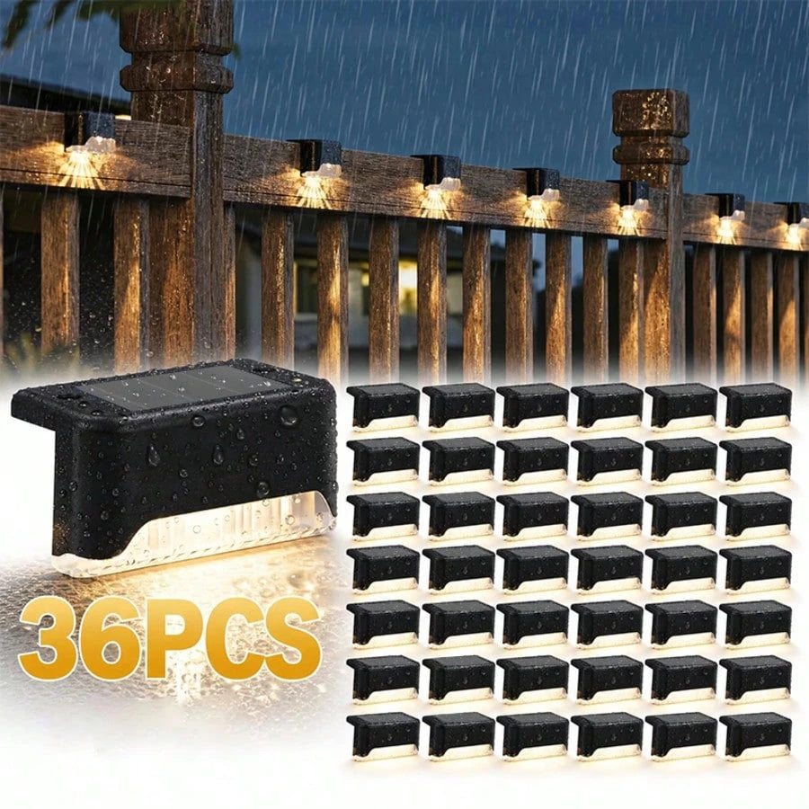 Solar Step Lights Outdoor Set, 36/18 Pack Solar Stair Lights, IP65 Waterproof LED Solar Deck Lights, Suitable For Outdoor Stairs, Steps, Fences, Patios, Decks, Railings, Gardens And Pathways