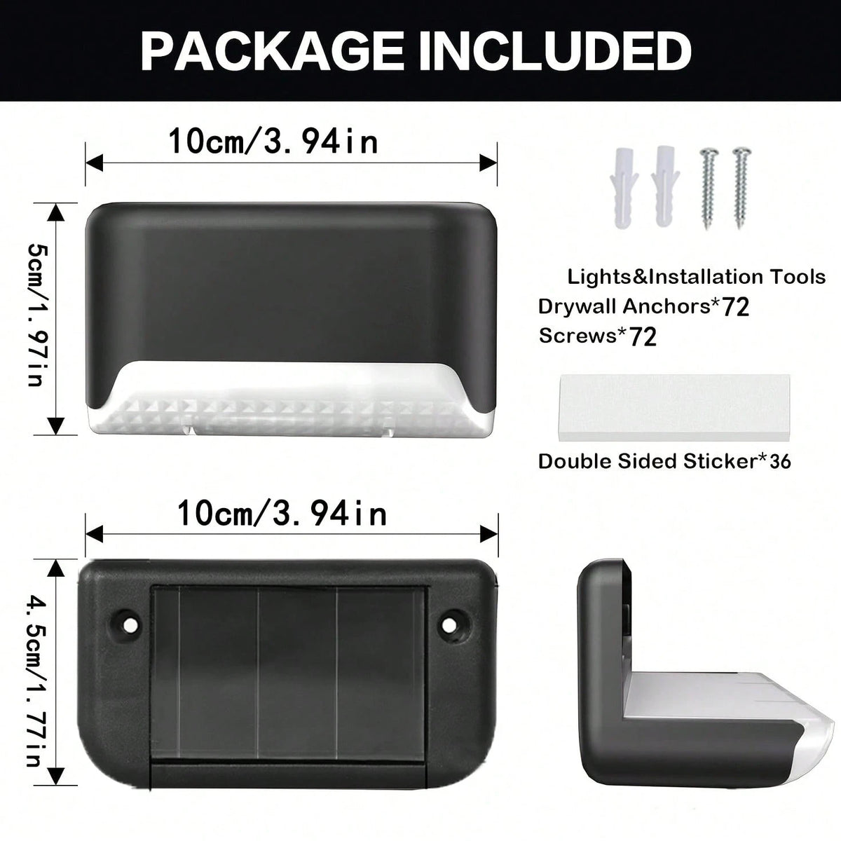 Solar Step Lights Outdoor Set, 36/18 Pack Solar Stair Lights, IP65 Waterproof LED Solar Deck Lights, Suitable For Outdoor Stairs, Steps, Fences, Patios, Decks, Railings, Gardens And Pathways
