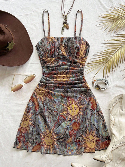 Soleia Concert Night Out Outfit Women Milkmaid Dress Rave Outfits Easter Graduation Summer For Vacation Mini Spaghetti Strap Fashionable Boho Sequin