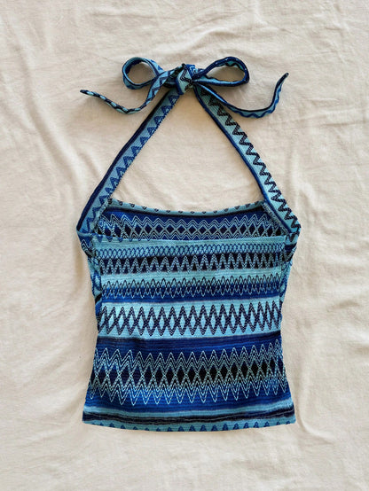 Soleia New Women's Summer Vacation Halter Tie Strap Cami Tank Top No Chest Padding