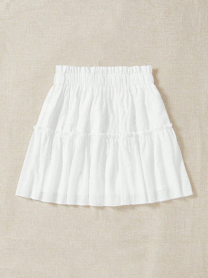 Soleia Paperbag Waist Frill Trim Knot Front Ruffle Hem Skirt