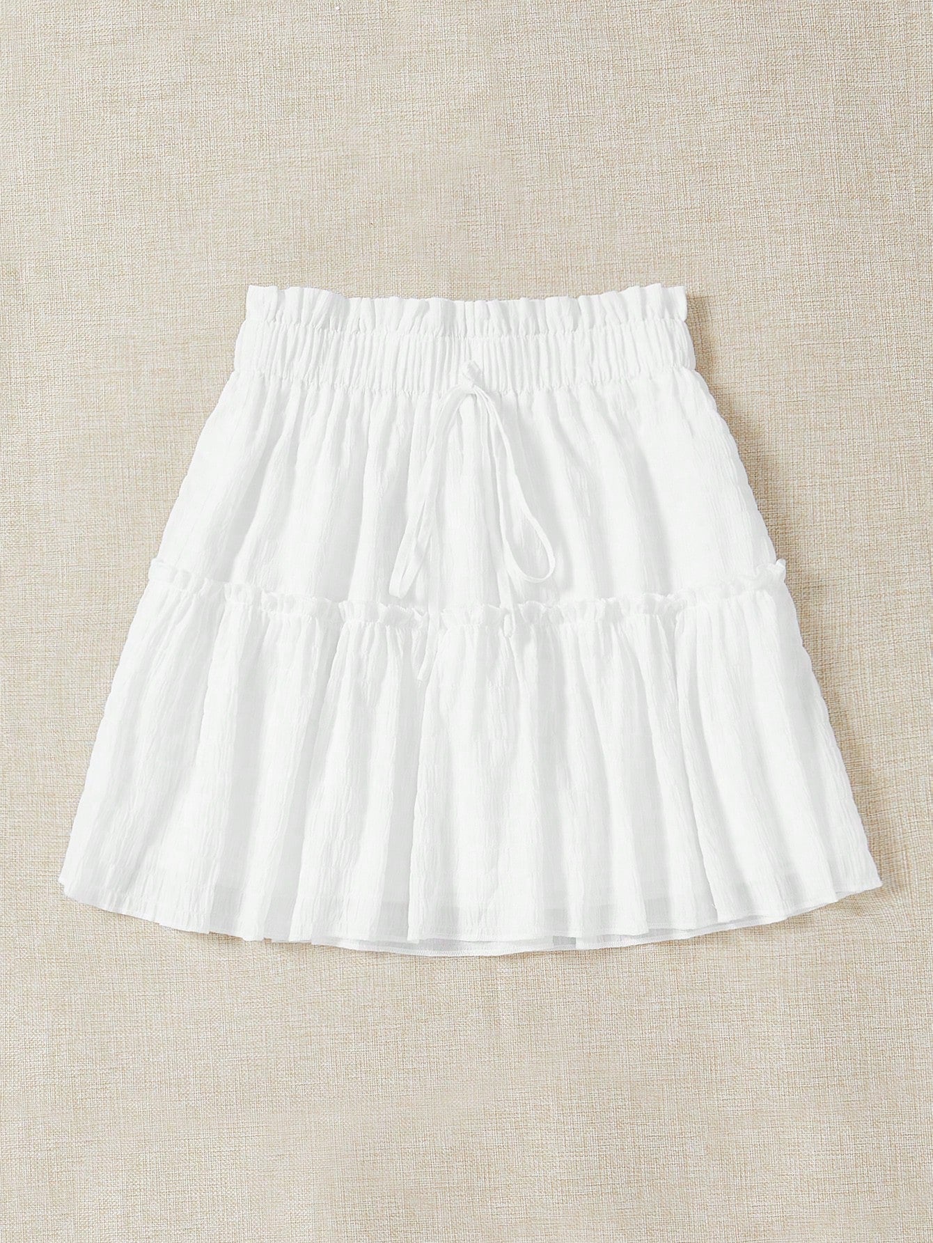 Soleia Paperbag Waist Frill Trim Knot Front Ruffle Hem Skirt